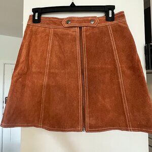 Suede Burnt Orange Skirt - M